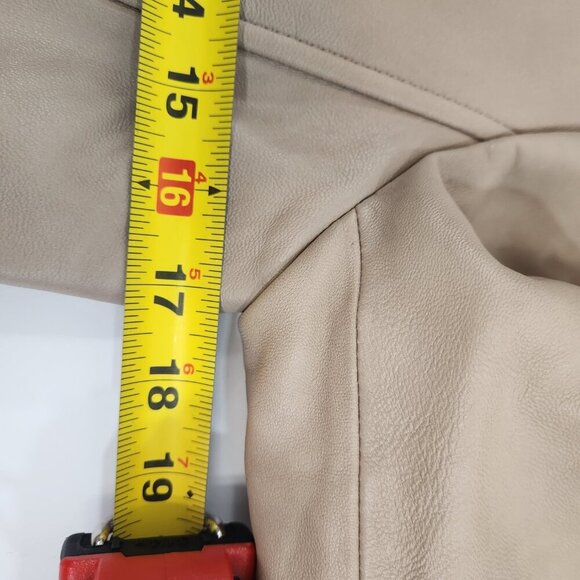 Calvin Klein Women's Moto Tan Genuine Leather Jacket Size Small - Picture 12 of 15